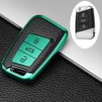 C Stili Yeşil Vw Volkswagen Polo Tiguan Passat Golf Mk Jetta Skoda Kodiaq Superb Octavia Seat Için Deri Tpu Araba Anahtarlık Kılıfı Kapağı Promosyon (Yurt Dışından) - araba anahtarı kapağı