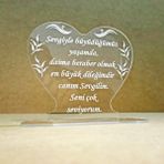 C-Tasarım Sevgililer İçin Pleksi Tebrik Kartı Lazer Kazıma Güzel Sözler (Kişiye Özel) - Şeffaf