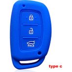 C Tipi Mavi Hyundai Solaris Accent IX25 Creta Elantra IX35 Tucso Verna I10 I20 I40 Anahtarlık Araba Aksesuarları Key Case (Yurt Dışından)