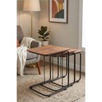 C Zigon Mdf Sehpa 3'lü Set, Tekerli Metal Ayak, İç İçe Geçebilir Diş Budak
