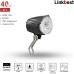 C1 Stili Linkbest Far LED Bisiklet Işık Ebike Işık Stvzo Onaylı Bisiklet Lambası Cree LED 40 Lux Su Geçirmez Ipx5 Hub Dinamo Escooter (Yurt Dışından)