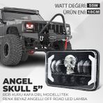 C9 5" Rgb Kuru Kafa Angel Skull Off Road LED Lambası Jeep Wrangler & Cherokee & LN106 Uyumlu Far
