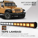 C9 Cama Çakar Beyaz Turuncu LED Flaş Çakmaklık Girişli 114 Cm 19 Mod Araç Içi Ön Arka Panel Araç Dışı Tepe Izgara Acil Ikaz Sinyal Uyarı Yönlendirme Spot Drl Gece Gündüz Çalışan Lamba