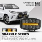 C9 Sparkle 10'' Beyaz Turuncu LED Spot Projektör + Drl Çalışma Lambası Tır Kamyon Araç Kaput Tampon Tavan Çatı Işıkları - 1 Adet