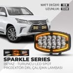 C9 Sparkle 10'' Beyaz Turuncu LED Spot Projektör + Drl Çalışma Lambası Tır Kamyon Araç Kaput Tampon Tavan Çatı Işıkları - 2 Adet