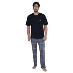 ca lia Erkek Kısa Kollu Pamuklu Ekose Desenli Pijama Takımı (Siyah, L)
