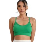 ca lia Fitilli U Yaka İp Askılı Basic Büstiyer/Croptop (Yeşil, M/L)