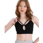 ca lia Kadın İp Askılı Damla Pedli Krop Sporcu Büstiyer (Siyah, S/M)