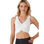 ca lia Kadın Önü Büzgülü Arkası Çapraz Kaplı Croptop/Büstiyer/Atlet (Ekru, SM)