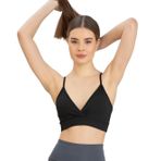 ca lia Kaplı Kruvaze Arkası Çapraz Derin Dekolte İp Askılı Spor Sütyeni/Büstiyer (Siyah, S/M)