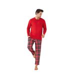 ca lia Kırmızı Ekose Desenli Uzun Kollu Erkek Pijama Takımı (Kırmızı, M)