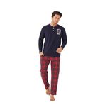 ca lia Lacivert Ekose Desenli Uzun Kollu Erkek Pijama Takımı (Lacivert, M)