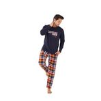 ca lia Lacivert Ekose Desenli Uzun Kollu Erkek Pijama Takımı (Lacivert, XL)