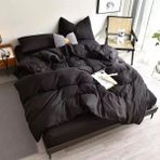Ca-Sa Tekstil Ranforce Kumaş Düz Renk Pamuklu Nevresim Takımı - 220 x 240 cm - Siyah