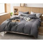 Ca-Sa Tekstil Ranforce Kumaş Düz Renk Pamuklu Nevresim Takımı - Gri - 220 x 240 cm