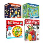 Ca Yer Puzzle Gezegenler +Dünyamız + Kumtoys Saat Boyama + Cam Viitray (4'lü Set)