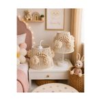 C&A&B KUZEY AVİZE EKRU MAKROME İP SARGI KONİK TEL AHŞAP APLİKELİ TASARIM BEBEK VE ÇOCUK ODASI AVİZE ABAJUR SET(4)