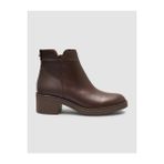 Cabani 11701 Hakiki Deri Kahverengi Zımbalı Kadın Topuklu Bot