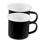 Cabilock 2 Adet Retro kupa Kupalar ova içecek sevimli kupa büyük kahve kupası öz içmek eski kupa içme kabı retro çay bardağı kahve fincanı saldırıp soymak emaye Black