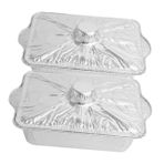 Cabilock 2 Set ızgara Tavası Tencere Pişirme Pişirme Barbekü Kavurma Kare Teneke Kamp Yemek Pişirme Kabı Mutfak Malzemeleri Gıda Saklama Kabı Aliminyum Folyo Silver 2 Adet*2