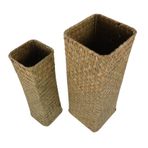 Cabilock 2pcs Doğal Deniz Yosunu Örgü Sepeti Rattan Vazo Bambu Dokuma Oda Çiçek Aranger Kurutulmuş Çiçek Vazo Dekorasyon Açık Kahverengi
