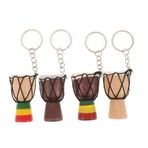 Cabilock 4 Davul Anahtarlık Seti Mini Djembe El Davul Anahtarlıklar Çocuklar Için Parti Malzemeleri Süslemeleri Ahşap Davul Kolye Müzik Aleti Anahtar Zincirleri