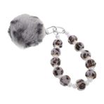 Cabilock Kabarık Pom Pom Keychain Kızlar Için Sevimli Anahtarlık Yumuşak Ve Tüylü Leopar Boncuklu Bilezik Çantalar Ve Telefon Dekoru Için