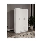 CABİNSE %100 MDF ELBİSE DOLABI 3 Kapaklı 2 Çekmeceli 7 Raflı GARDIROP -SOFT BEYAZ KURULUM ANİMASYON