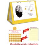 Cabuk Baskı Atatürk Fotoğraflı Spiralli 2024 Masa Takvimi - Sarı