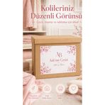 cabuk baskı İsme Özel Çeyiz Koli Etiketi 10 Adet A4 Pembe Sakura Çiçekli Yatay Tasarım Gelin Çeyizi Etiketi