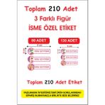 Cabuk Baskı Okul Etiketi Kalem Defter Etiketi Özel Isim Yazılabilen Etiket 210 Adet - Barbi