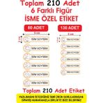 Cabuk Baskı Okul Etiketi Kalem Defter Etiketi Özel Isim Yazılabilen Etiket 210 Adet - kedi