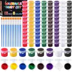 CACASO 108 Adet Çocuk Yıkanabilir Akrilik Boya Mini Set, 12 Renk, 12 Fırça, Toplu Set, Parti Şekerleri, Boyama Malzemeleri