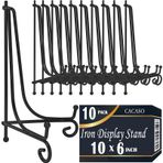 CACASO Ekran için 10 Paket Plaka Standı, Plaka Teşhir Standı, Resim Çerçevesi Tutucu Standı, Kitap Teşhir Standı, Fotoğraf Çerçevesini Göstermek için Siyah Demir Plaka Tutucuları, Dekoratif Tabaklar,