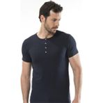 Cacharel 1308 Lacivert Erkek Düğmeli Kısa Kollu T-Shirt - 2XL