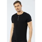 Cacharel 1308 Siyah Erkek Düğmeli Kısa Kollu T-Shirt
