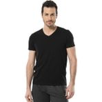 Cacharel 1332 Siyah Erkek V Yaka Likralı Kısa Kollu T-Shirt
