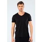 Cacharel 2170 Modal V Yaka Erkek T-shirt - Siyah