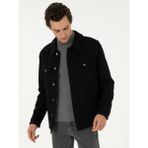 Cacharel 50292077-VR046 Siyah Regular Fit Yün Karışımlı Kaşe Erkek Mont