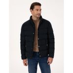 Cacharel 50319254-VR033 Lacivert Geniş Kapitone Kapüşonlu Erkek Mont