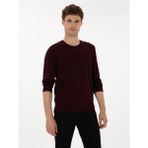 Cacharel Erkek Açık Bordo Slim Fit Yün Karışımlı Bisiklet Yaka Basic Triko Kazak 50315266-VR263 - 3XL