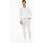 Cacharel Erkek Açık Gri Slim Fit Beli Bağcıklı Kanvas Pantolon 50284664-VR001 - 33 - 32