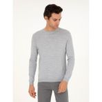 Cacharel Erkek Açık Gri Slim Fit Bisiklet Yaka Yün Karışımlı Basic Triko Kazak 50293301-VR001 - 2XL