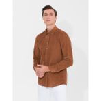 Cacharel Erkek Açık Kahverengi Slim Fit Uzun Kollu Gömlek 50257239-VR002