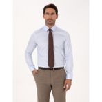 Cacharel Erkek Açık Mavi Slim Fit %100 Pamuk Non Iron Kolay Ütülenebilir Klasik Gömlek 50314613-VR095 - Buz Mavisi - 40
