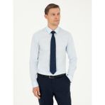 Cacharel Erkek Açık Mavi Slim Fit Pamuk Karışımlı Klasik Gömlek 50292265-VR003 - 43