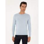 Cacharel Erkek Açık Mavi Slim Fit Yün Karışımlı Bisiklet Yaka Basic Triko Kazak 50293301-VR003 - 2XL