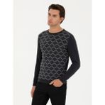 Cacharel Erkek Antrasit Slim Fit %100 Pamuk Bisiklet Yaka Triko Kazak 50234971-VR006