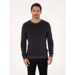 Cacharel Erkek Antrasit Slim Fit Pamuk Karışımlı Bisiklet Yaka Triko Kazak 50318983-VR006 - 3XL