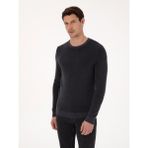 Cacharel Erkek Antrasit Slim Fit Pamuk Karışımlı Bisiklet Yaka Triko Kazak 50318983-VR006 - XL